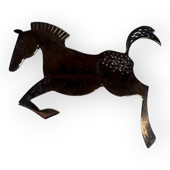 Vintage Sterling Silver Navajo Native American Horse Pony Brooch Signed Verj N. - Picture 6 of 8